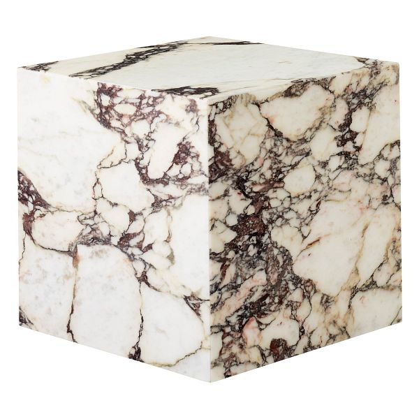 Plinth table, cube, Calacatta Viola marble